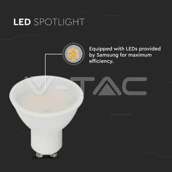 V-Tac VT-2333 Lampadina LED GU10 2.9W Faretto Spotlight SMD - SKU 2987 Colore : Bianco Caldo