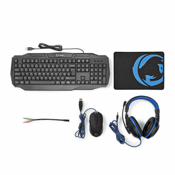 Kit combo di gioco 4-in-1 | Tastiera, Cuffia, Mouse e Mouse Pad | Blu / Nero | QWERTY| Disposizione IT - immagine 4