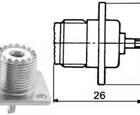 Connettore femmina UHF da pannello  PL259