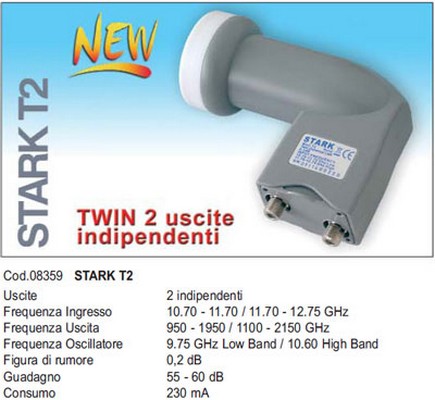 Lnb universale 2 uscite 0,2dB x 2 utenze