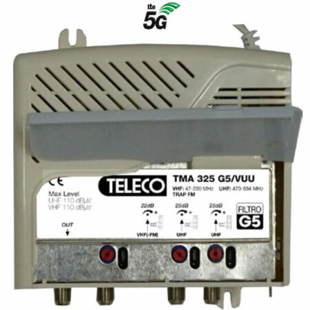 TMA325 G5/VUU Centralino 3 ingressi 1vhf 22db regolabile  2 uhf 25db regolabile Filtro 5G