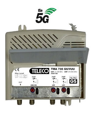 TMA 735 G5/VUU Centralino Centralino 3 ingressi 1vhf 32db regolabile  2 uhf 34db regolabile Filtro 5G